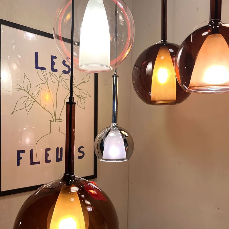 s.luce Belluna Glas-Pendelleuchte 150cm Textilkabel