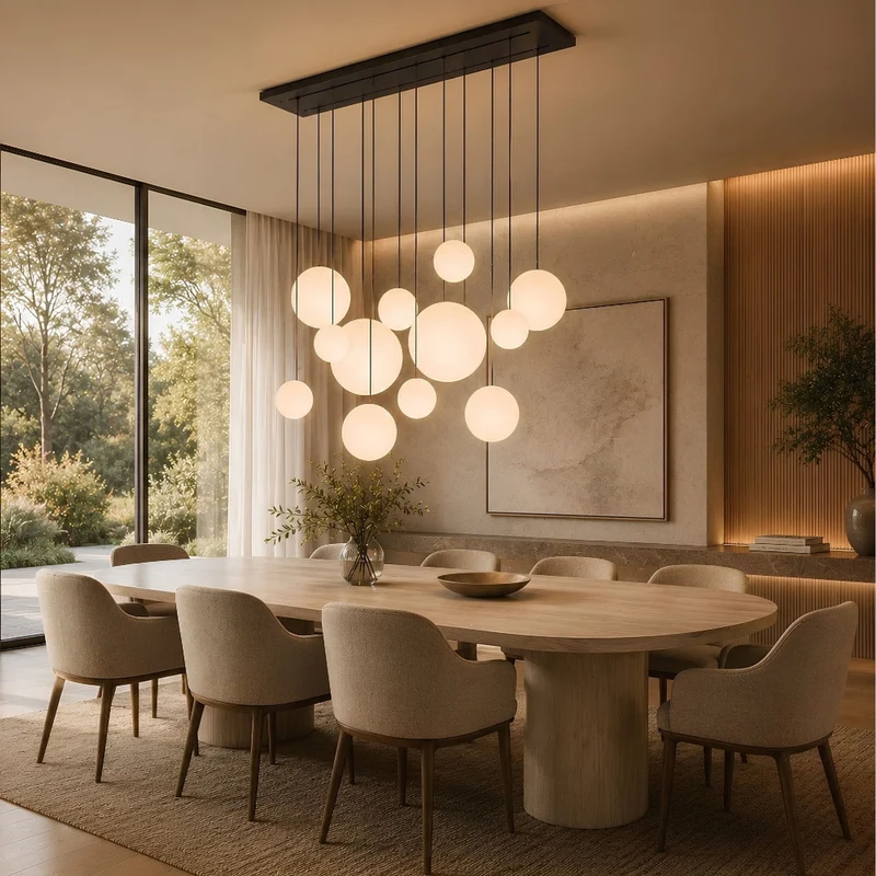 s.luce Orb Esszimmerlampe 12-flammig 160cm 2-reihig
