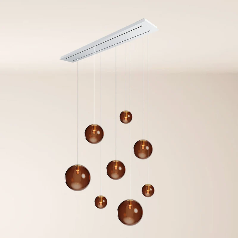 s.luce Orb Esstischleuchte 8-flammig 160cm 2-reihig