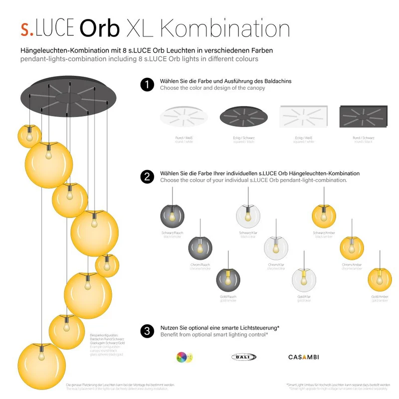 s.luce Orb Galerieleuchte 12-flammig Modular