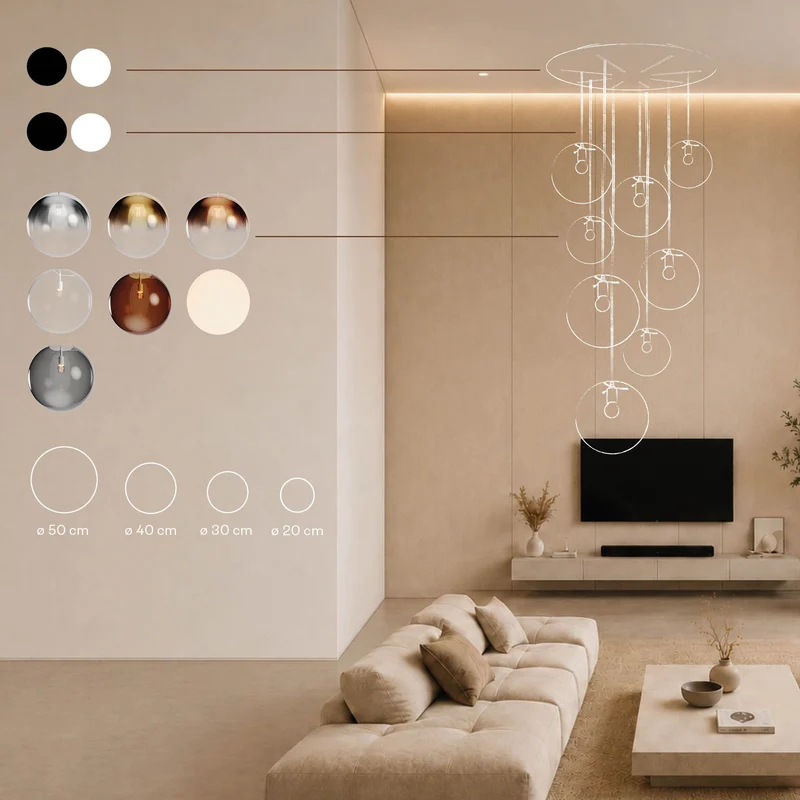 s.luce Orb Galerielampe 8-flammig Modular