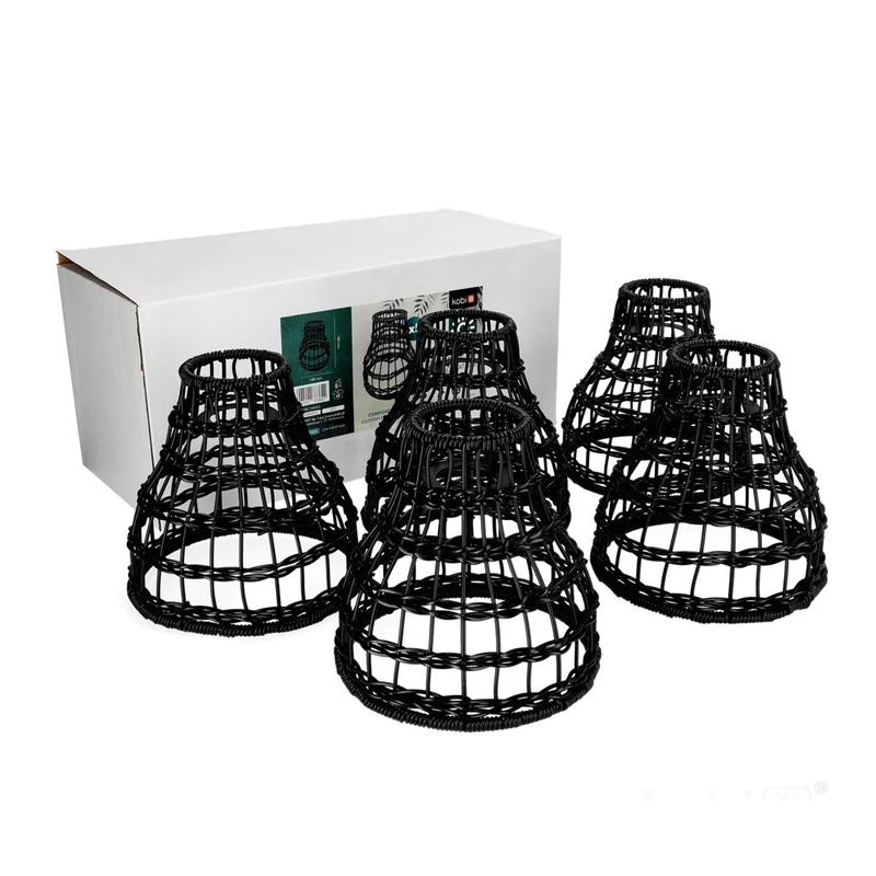 Komplette Lichterkette mit 30 Lampenschirmen | 30 Meter | Schwarzer Bambus | Verbindbar | E27 | Inklusive 1-Watt-Glühbirnen
