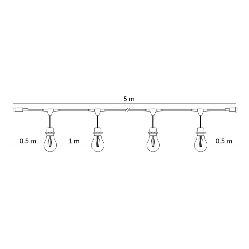 Komplette Lichterkette mit 45 Lampenschirmen | 45 Meter | Muschelform | Verkettbar | E27 | Inkl. 1-W-Glühbirnen
