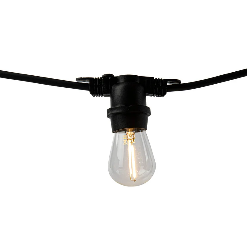 Komplettes Set | Lichterkette 100 Meter | Inklusive 100 Glühlampen | 1 W | 2700 K | Verbindbare Lichterkette
