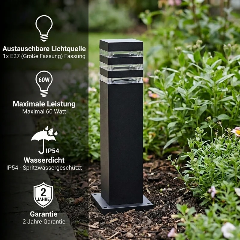 Malibu | Stehleuchte für den Außenbereich | 50 cm | Schwarz | E27-Fassung