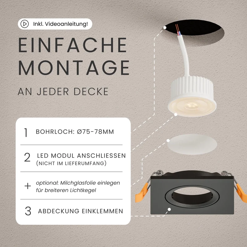 Einbaustrahler TEO, ohne Leuchtmittel - 3 Stück
