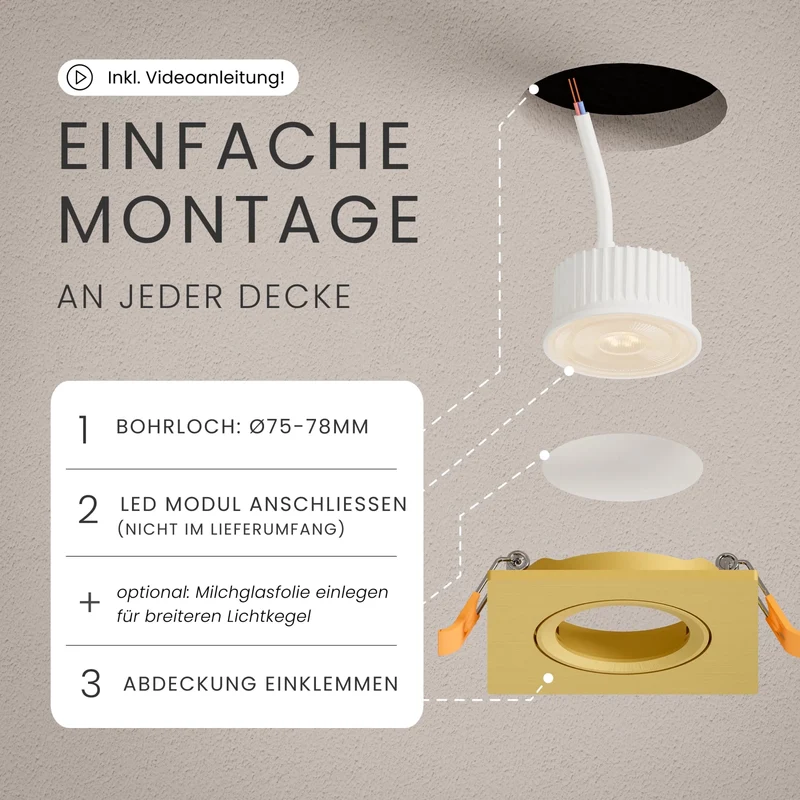 Einbaustrahler TEO, ohne Leuchtmittel - 3 Stück