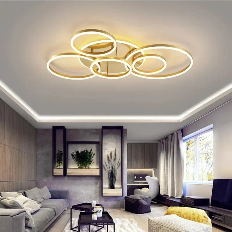 Moderne Deckenleuchte gold, 5- oder 6-teilig | Solara