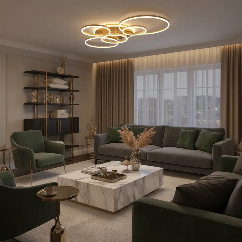 Moderne Deckenleuchte gold, 5- oder 6-teilig | Solara