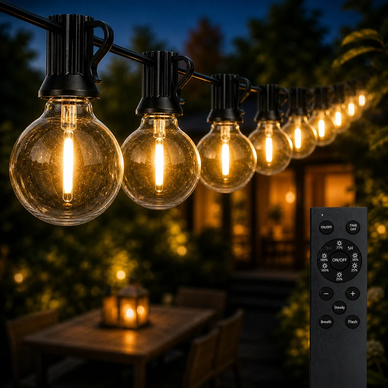 40M Lichterkette mit Fernbedienung | Inkl. 72x LED-Lampen | DIMMBAR | 1W | 2700K | 24V | Plug & Play | Verbindbar