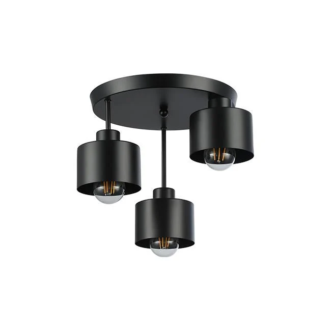 Deckenleuchte, schwarz | Metall | Ø 30 cm | Inkl. 3 extra warmweißer LED-Lichtquellen | Dimmbar