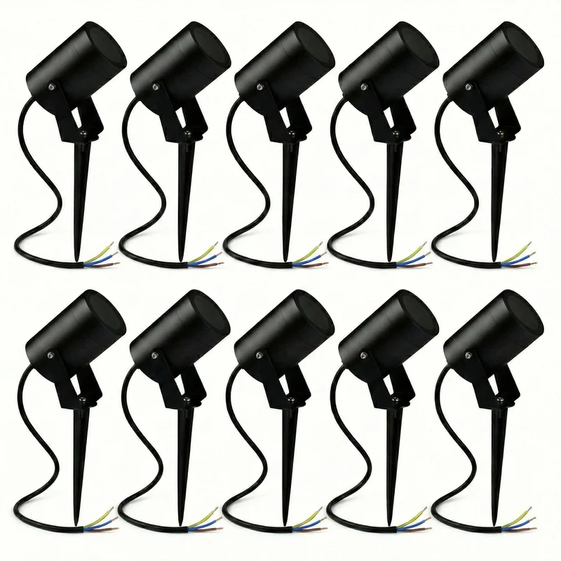 10-teiliges Spike-Scheinwerferset | Spike | GU10 | IP65 | Schwarz | Rund