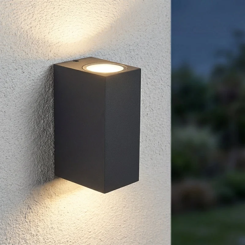 10-teilig | Wand-/Außenleuchte | Inkl. 20 PHILIPS-Strahler | Komplett | San Francisco | IP44 | 2x GU10 | Anthrazit