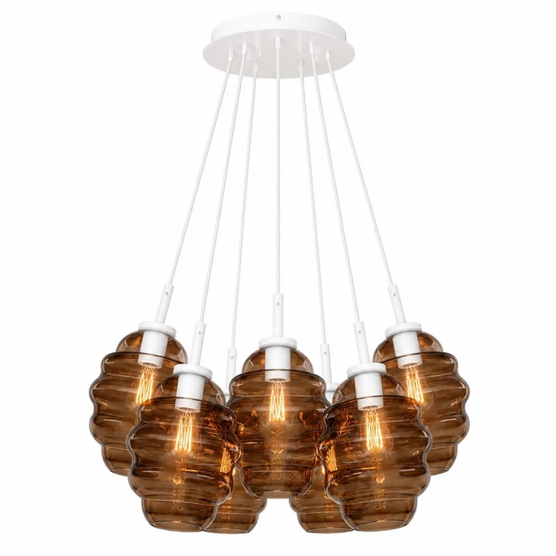 s.luce Echos Cluster Glas-Pendelleuchte 7-flammig 7x18cm