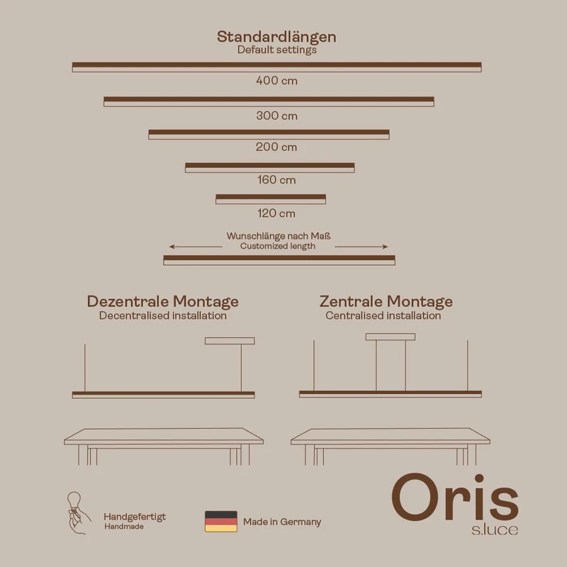 s.luce Oris LED-Linienlampe Büro-Pendelleuchte XL nach Maß 2700K
