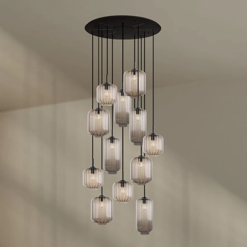 s.luce Velo Galerielampe 12-flammig Ø 80cm Baldachin Ø 18/20/25cm