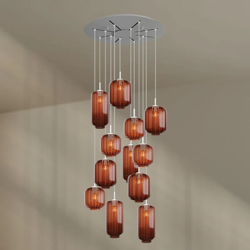 s.luce Velo Galerielampe 12-flammig Ø 80cm Baldachin Ø 18/20/25cm