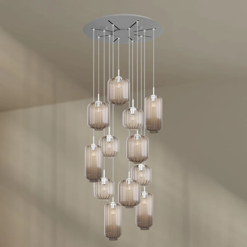 s.luce Velo Galerielampe 12-flammig Ø 80cm Baldachin Ø 18/20/25cm