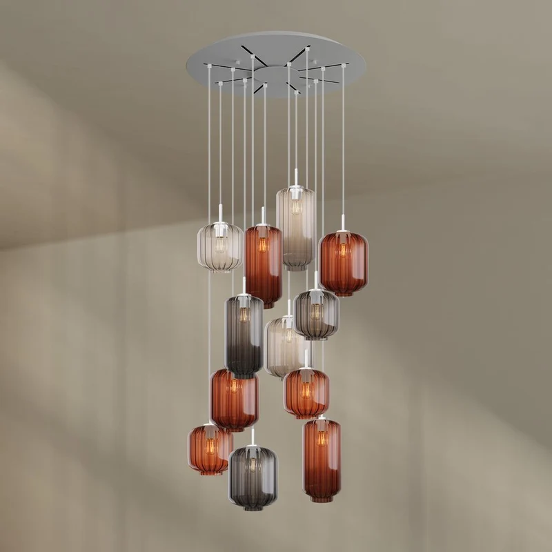 s.luce Velo Galerielampe 12-flammig Ø 80cm Baldachin Ø 18/20/25cm