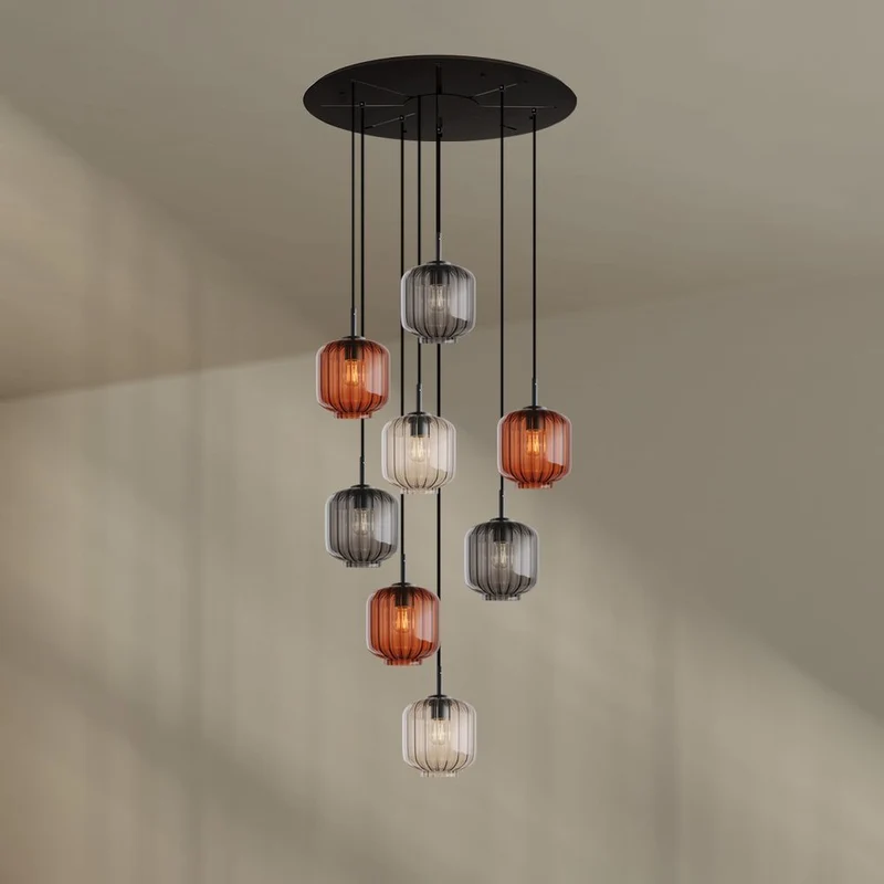 s.luce Velo Galerielampe 8-flammig Ø 80cm Baldachin Ø 20cm