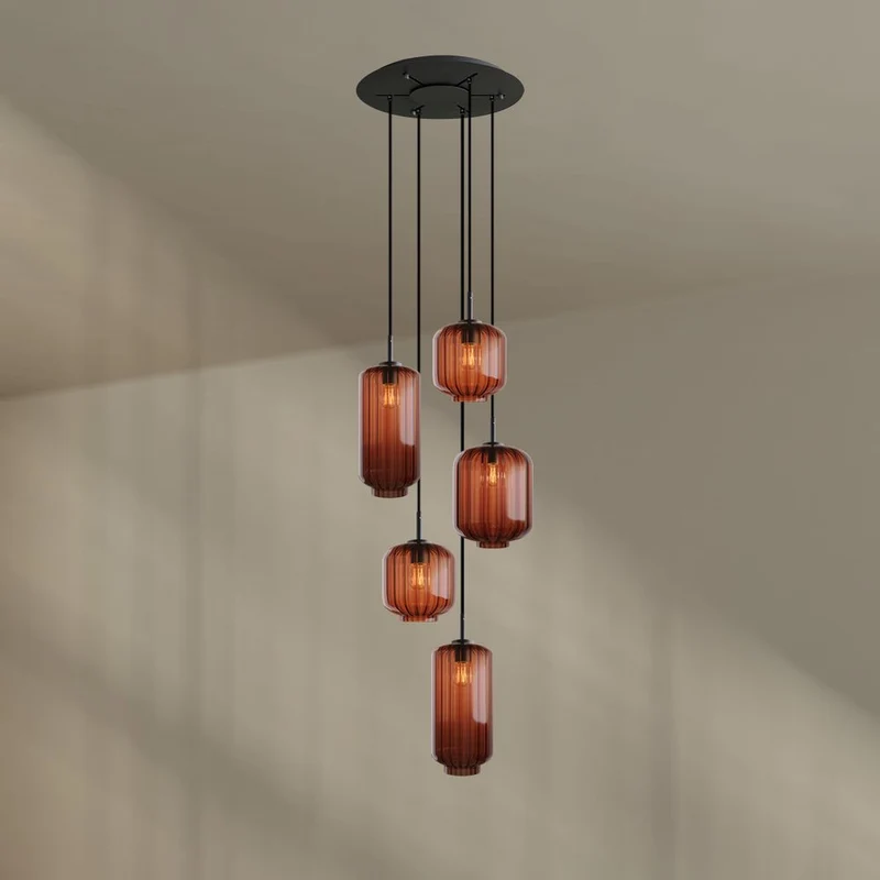 s.luce Velo Galerielampe 5-flammig Ø 60cm Baldachin Ø 18/20/25cm