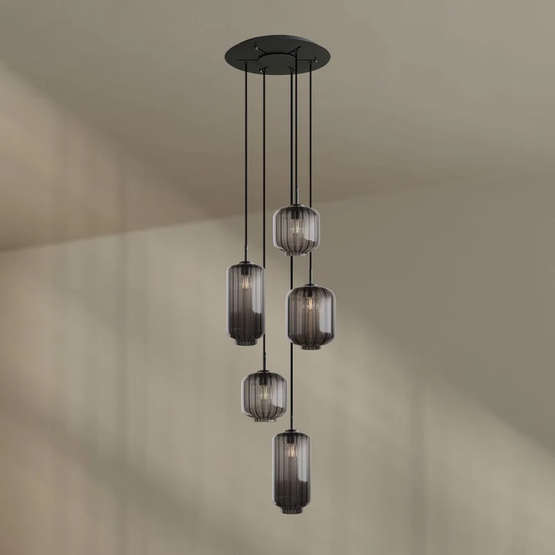 s.luce Velo Galerielampe 5-flammig Ø 60cm Baldachin Ø 18/20/25cm