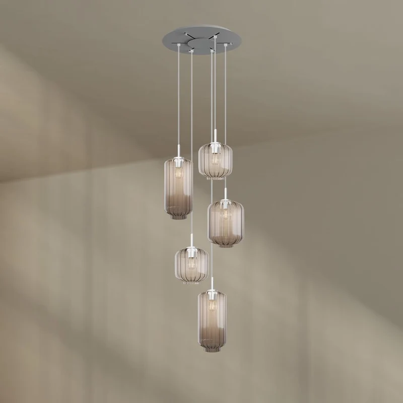 s.luce Velo Galerielampe 5-flammig Ø 60cm Baldachin Ø 18/20/25cm