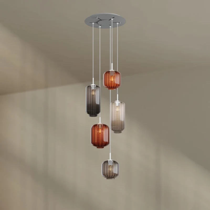 s.luce Velo Galerielampe 5-flammig Ø 60cm Baldachin Ø 18/20/25cm