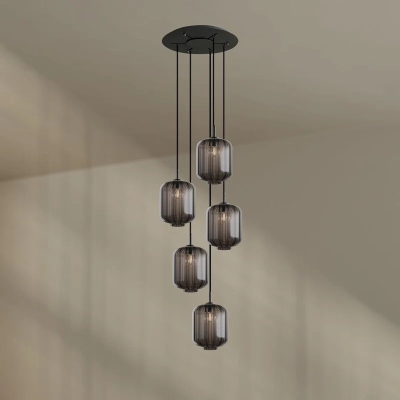 s.luce Velo Galerie-Hängelampe 5-flammig Ø 60cm Baldachin Ø 25cm