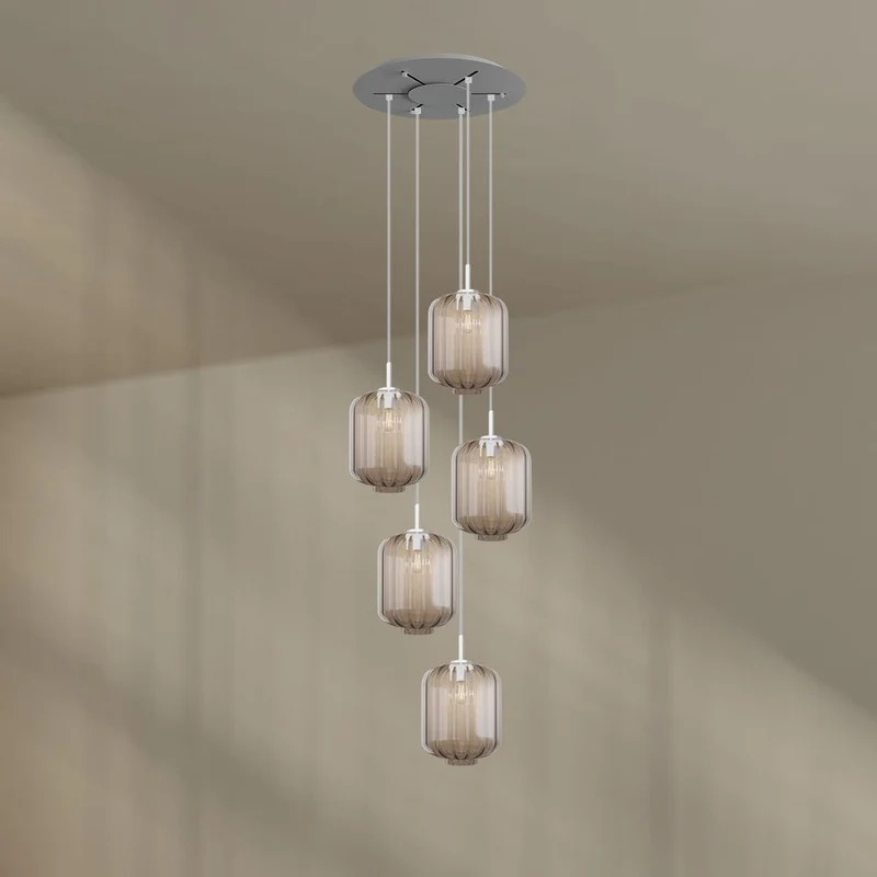 s.luce Velo Galerie-Hängelampe 5-flammig Ø 60cm Baldachin Ø 25cm
