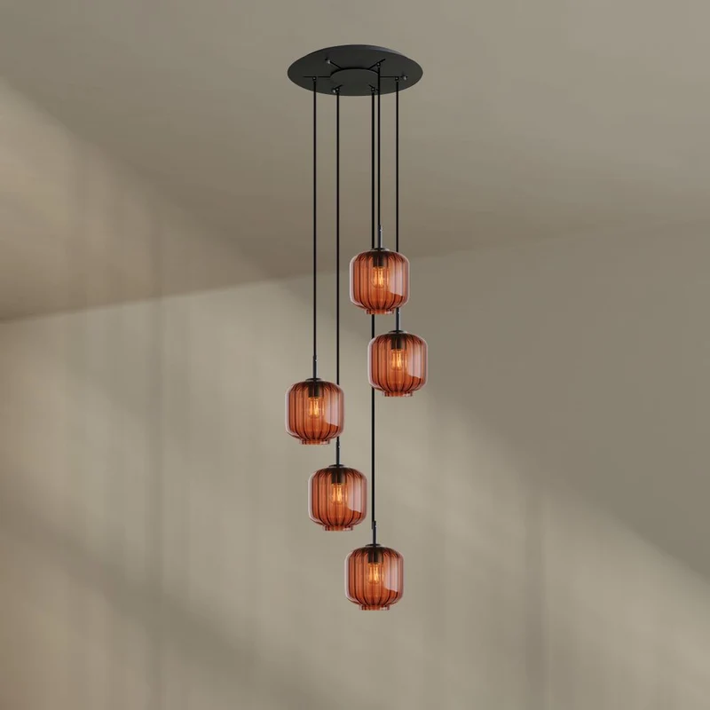 s.luce Velo 5-flammige Galerieleuchte Ø 60cm Baldachin Ø 20cm