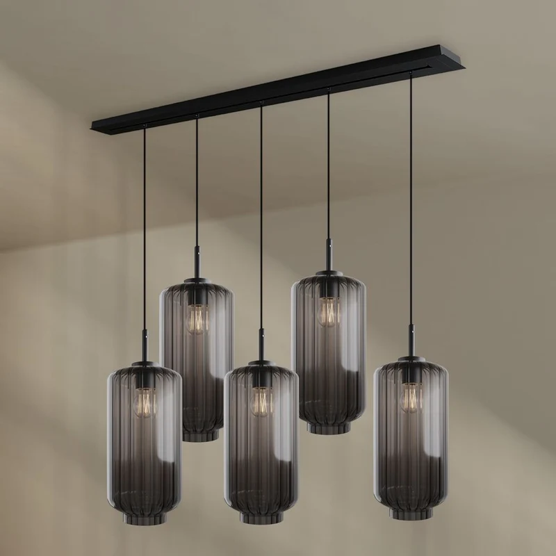 s.luce Velo Esstischleuchte 5-flammig 160cm Baldachin Ø 18cm