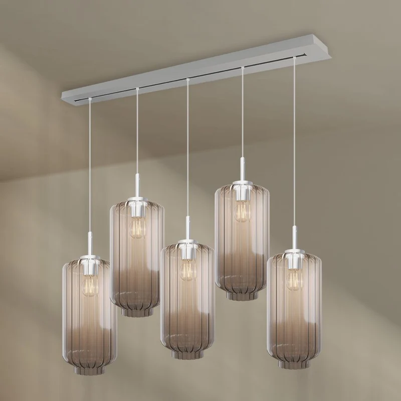 s.luce Velo Esstischleuchte 5-flammig 160cm Baldachin Ø 18cm