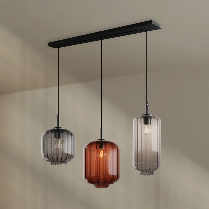 s.luce Velo Esstisch-Hängelampe 3-flammig 120cm Ø 18/20/25cm