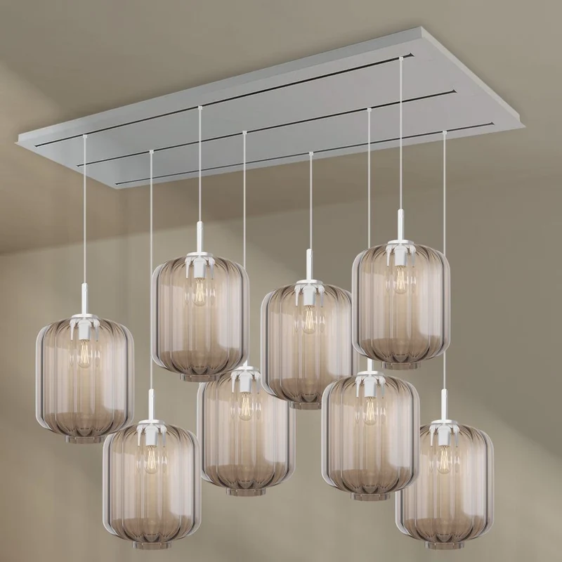 s.luce Velo Esszimmerleuchte 8-flammig 200cm 3-reihig Ø 25cm