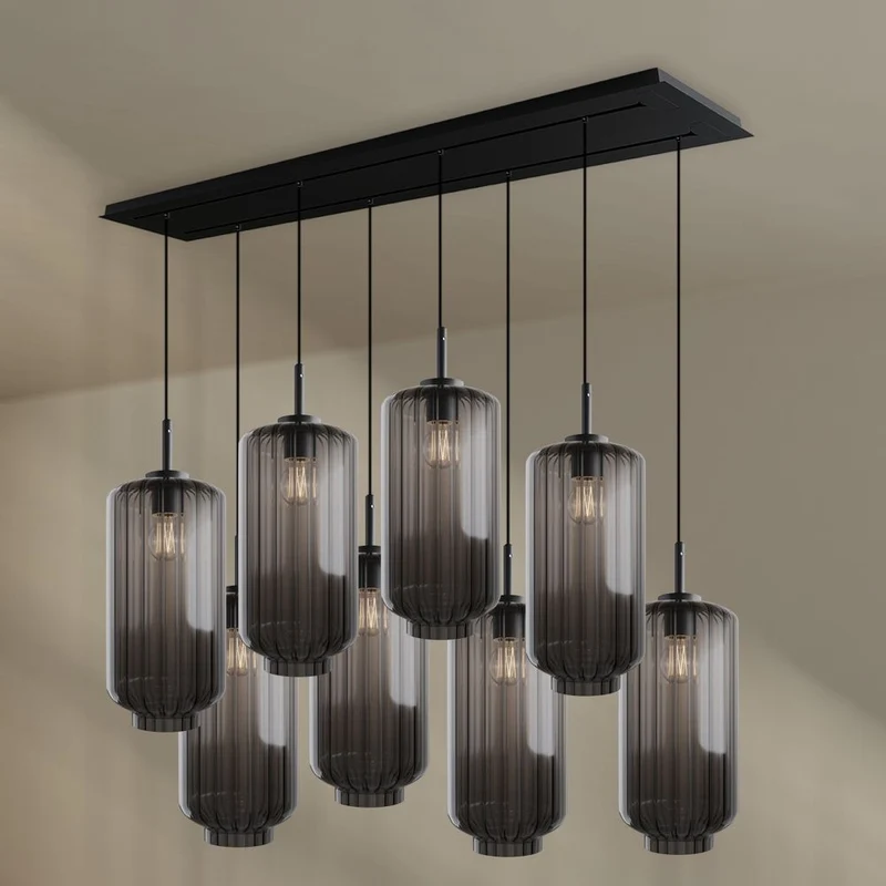s.luce Velo Esstischlampe 8-flammig 160cm 2-reihig Ø 18cm