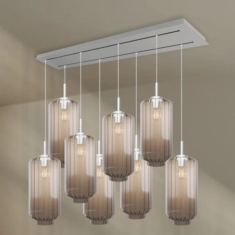 s.luce Velo Esstischlampe 8-flammig 160cm 2-reihig Ø 18cm