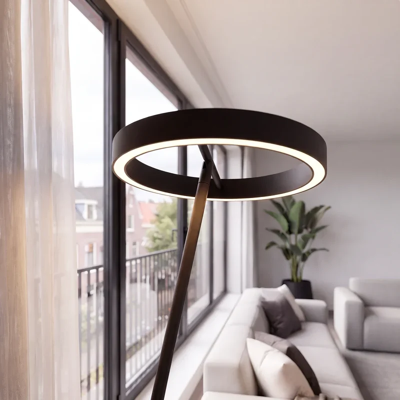 Schwarze Bogenlampe Wohnzimmer | Solara