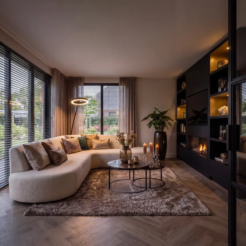 Schwarze Bogenlampe Wohnzimmer | Solara