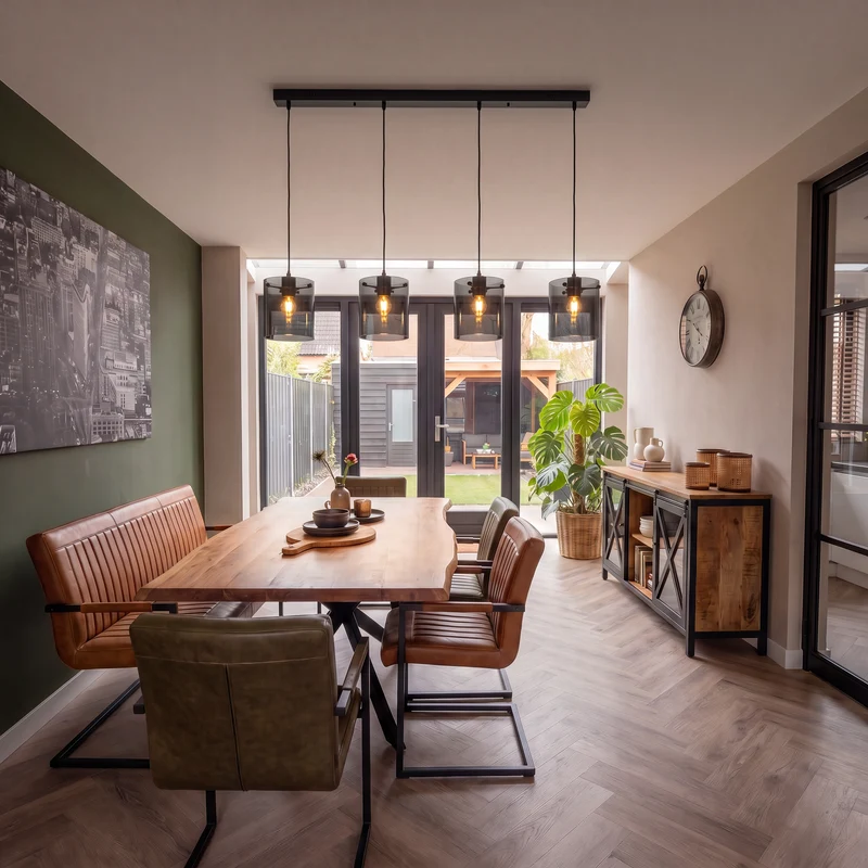 Pendelleuchte Rauchglas 4-flammig Schwarz | Vitrum
