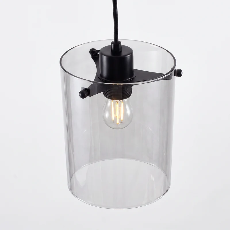 Pendelleuchte Rauchglas 4-flammig Schwarz | Vitrum