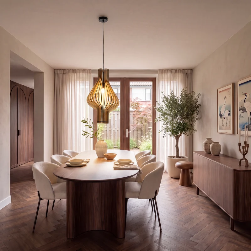 Holz-Pendelleuchte organisches Design Ø32cm | Lignum