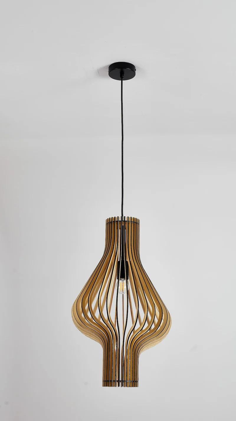 Holz-Pendelleuchte organisches Design Ø32cm | Lignum