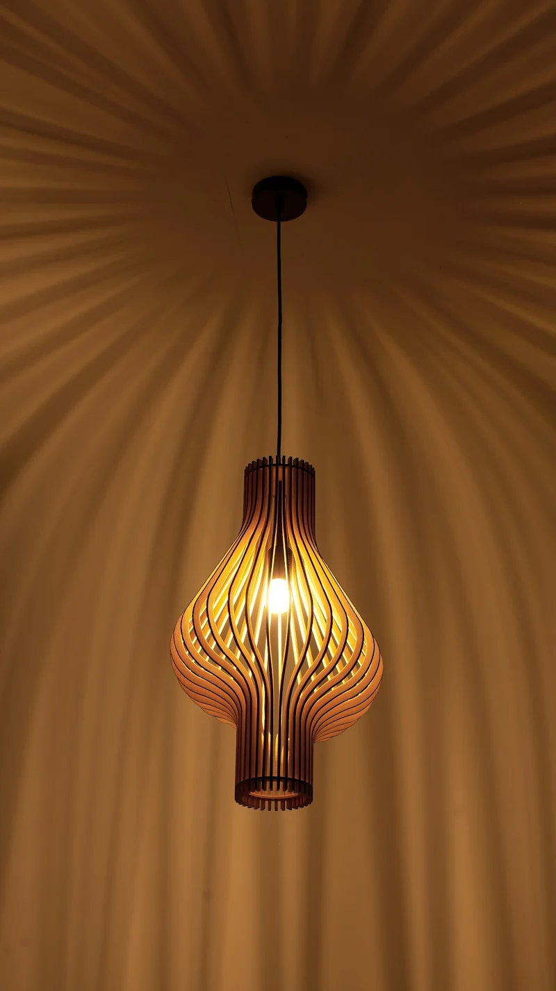 Holz-Pendelleuchte organisches Design Ø32cm | Lignum