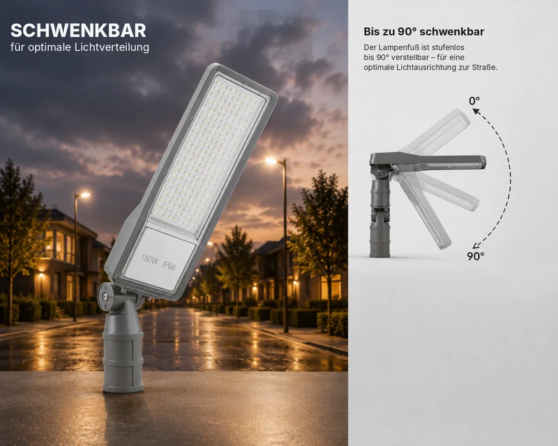 LED Straatlamp | 150W | 15.000 lm | 3000/4000/6500K CCT-Switch | IP66 | Kantelbaar | Hero