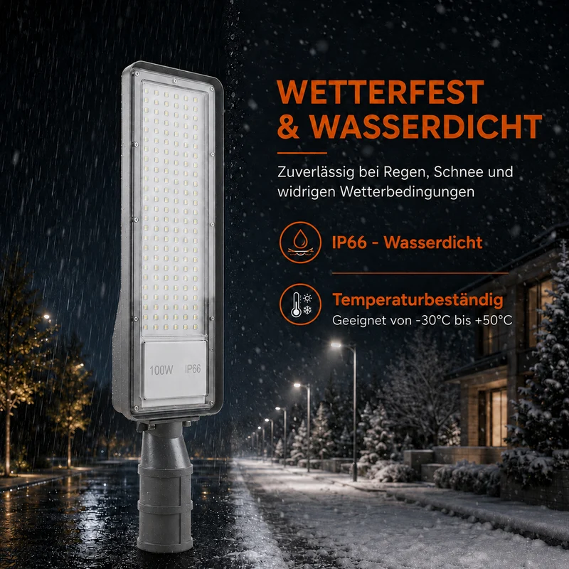LED Straatlamp | 100W | 10.000 lm | 3000/4000/6500K CCT-Switch | IP66 | Kantelbaar | Hero