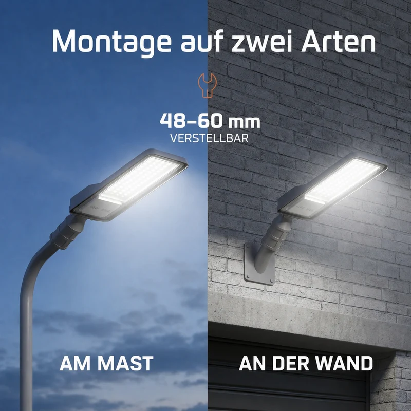 LED Straatlamp | 100W | 10.000 lm | 3000/4000/6500K CCT-Switch | IP66 | Kantelbaar | Hero