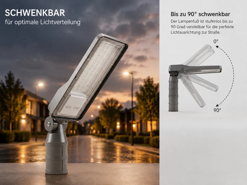 LED Straatlamp | 50W | 5.000 lm | 3000/4000/6500K CCT-Switch | IP66 | Kantelbaar | Hero