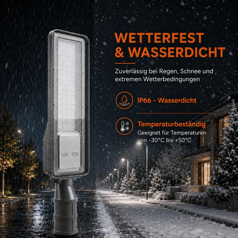 LED Straatlamp | 50W | 5.000 lm | 3000/4000/6500K CCT-Switch | IP66 | Kantelbaar | Hero