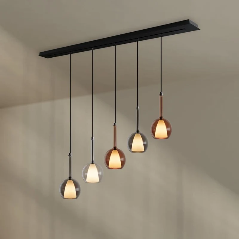 s.luce Belluna Esstisch-Hängelampe 5-flammig 160cm Baldachin